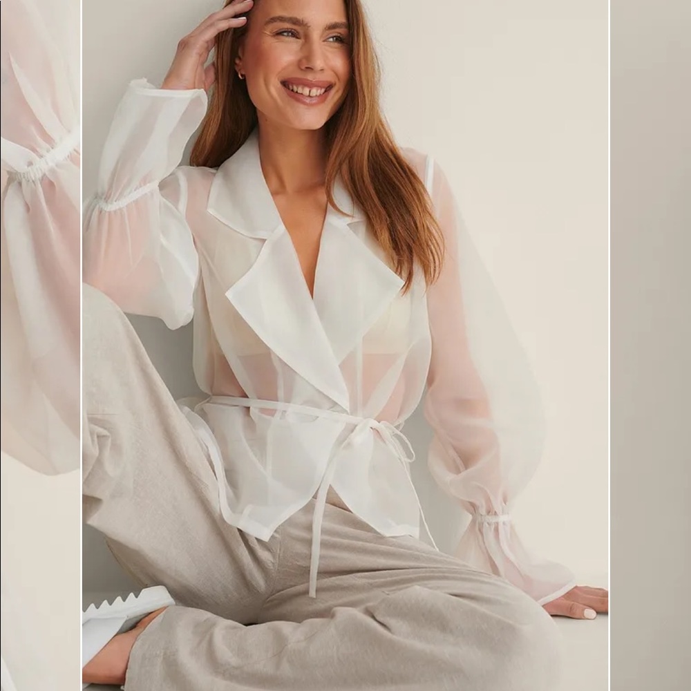 Organza white wrap top blouse size 6 NWT